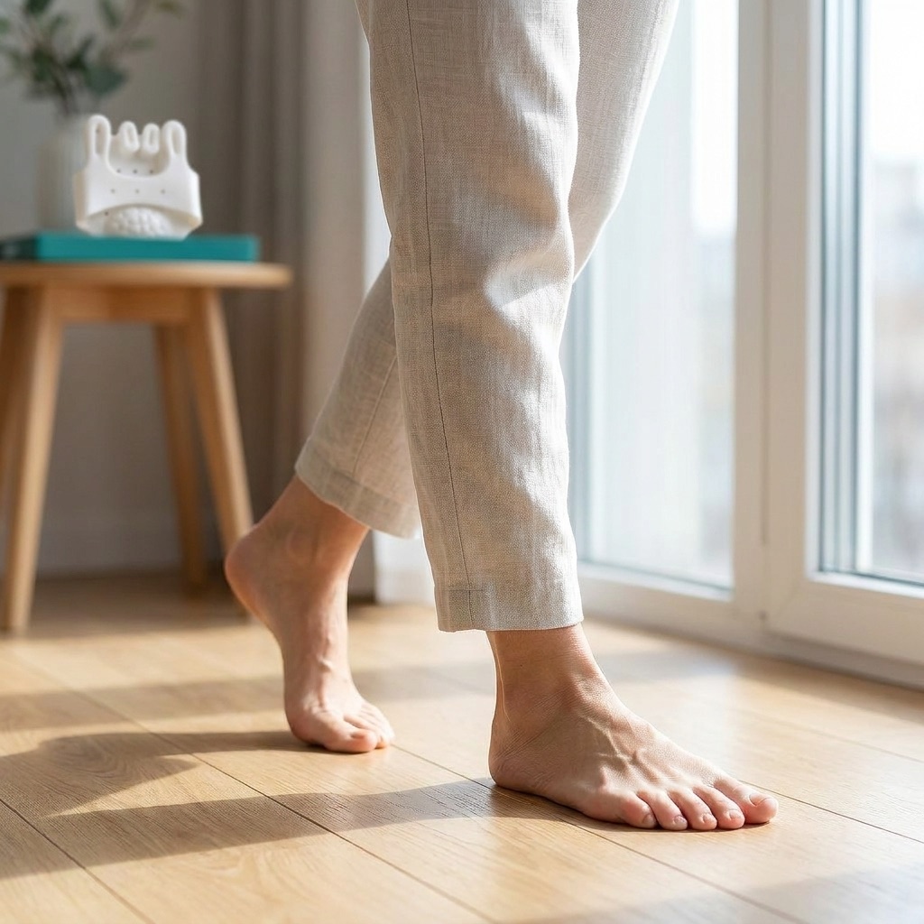 Toes gently spaced and relaxed